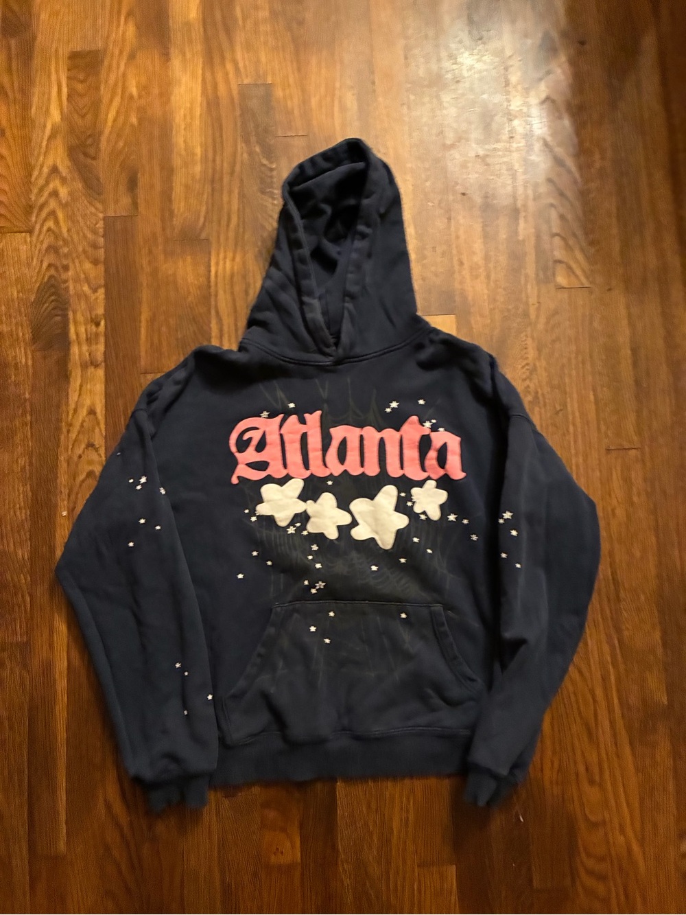 Spyder Navy Hoodie with Pink "Atlanta" and White Star Graphics